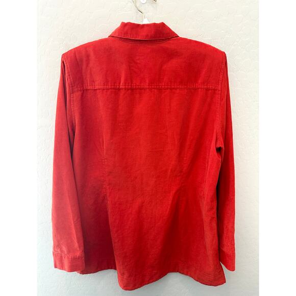 J. JILL | Orange Corduroy Button Down Shirt 100% Cotton | Size Medium - Picture 4 of 7